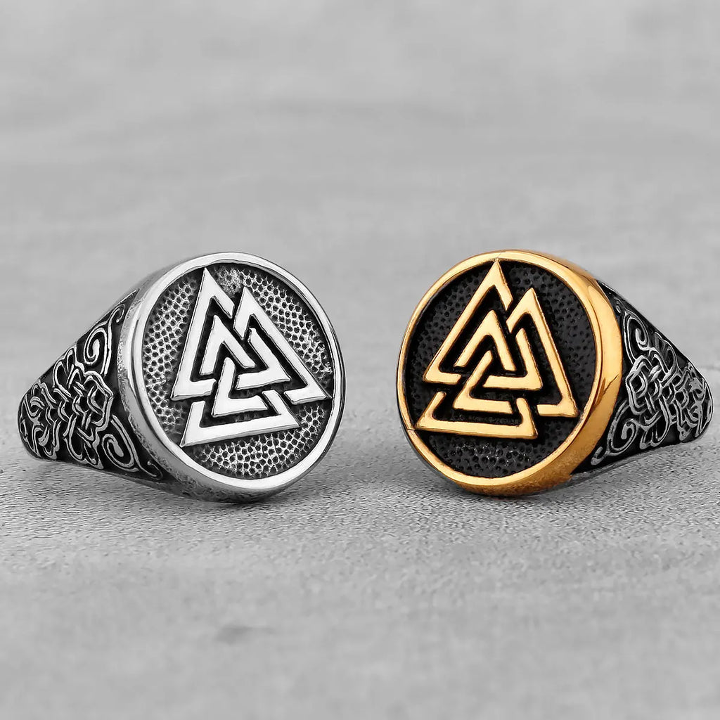 Vintage Stainless Steel Viking Amulet Ring
