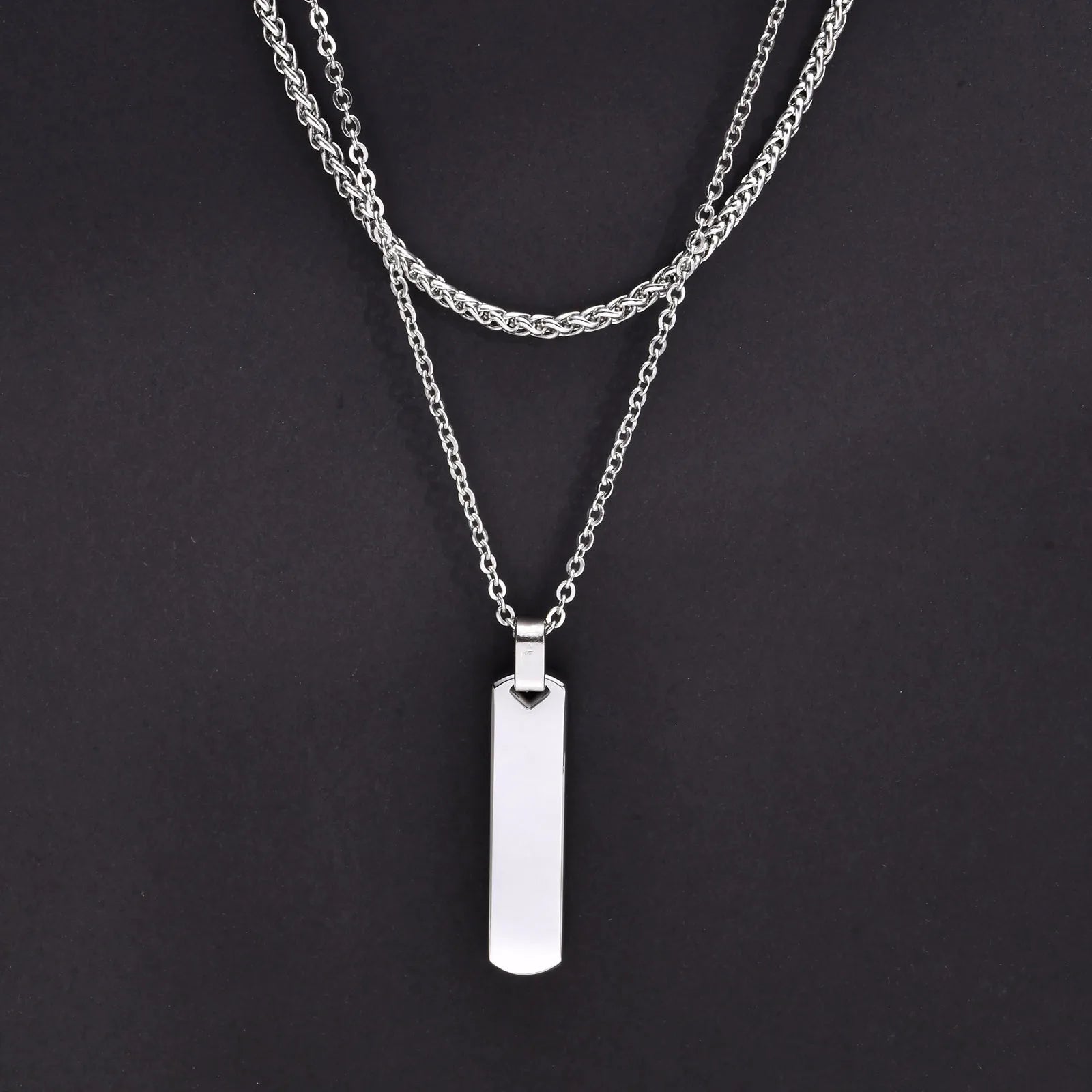 2pcs Vertical Layer Necklaces for Men