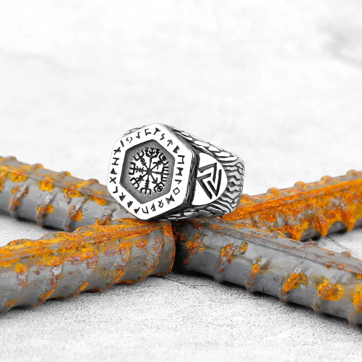 Vintage Stainless Steel Viking Amulet Ring