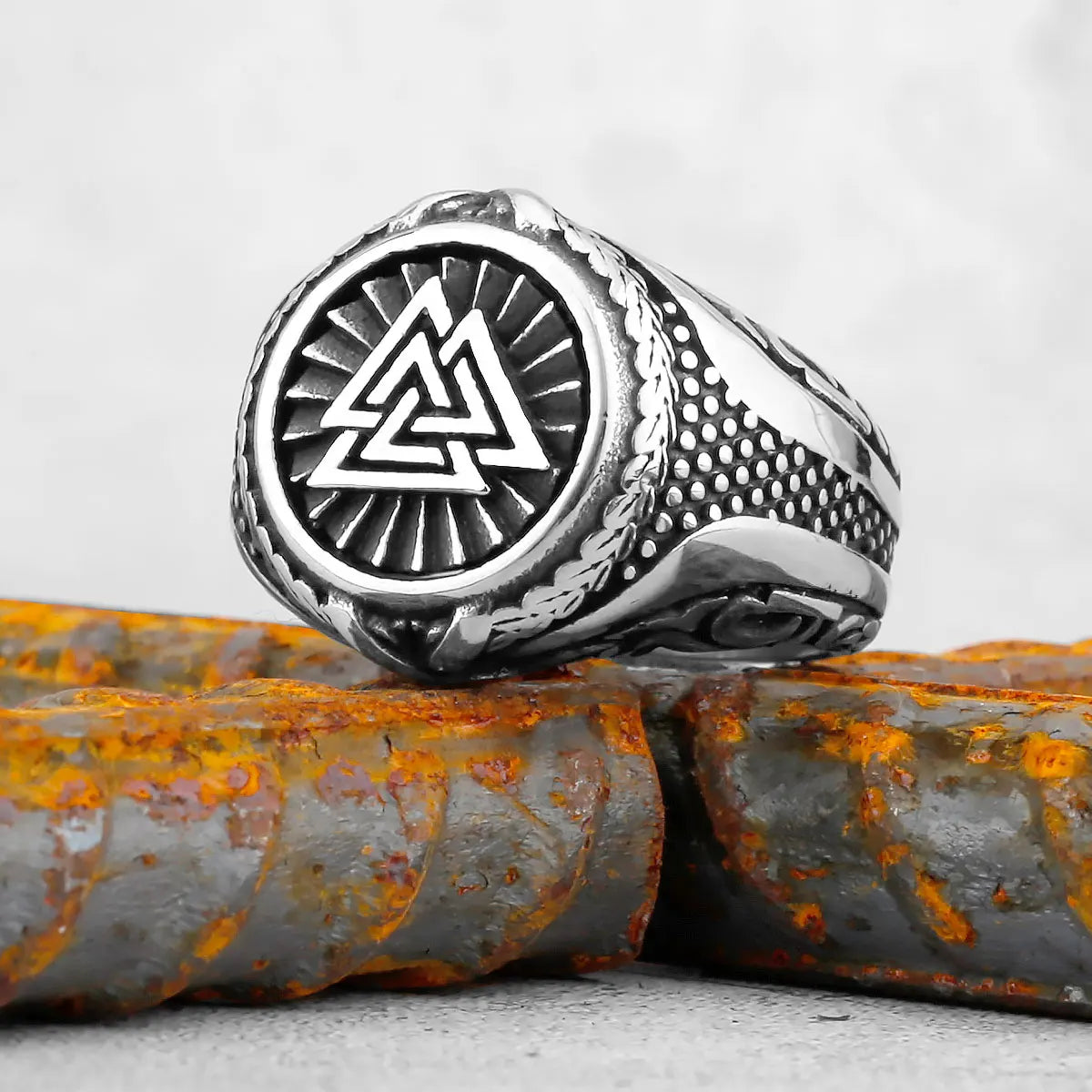 Vintage Stainless Steel Viking Amulet Ring