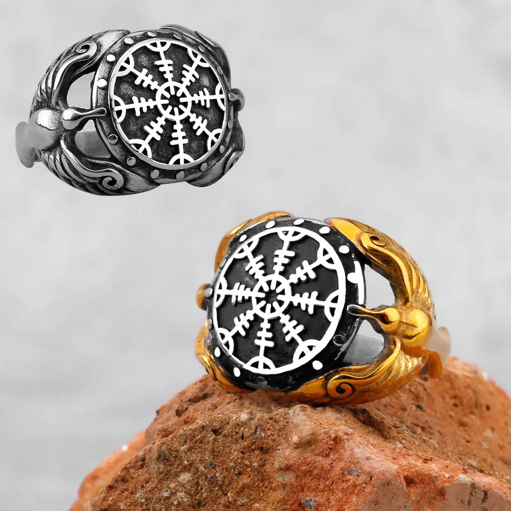 Vintage Stainless Steel Viking Amulet Ring