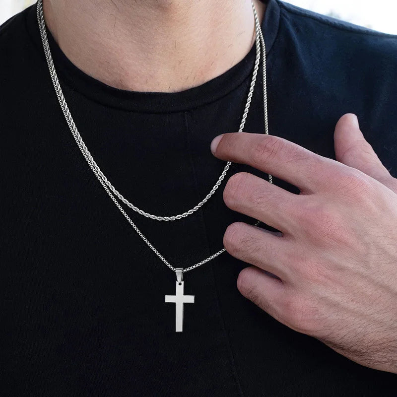 Waterproof Cross Necklaces for Men Stainless Steel