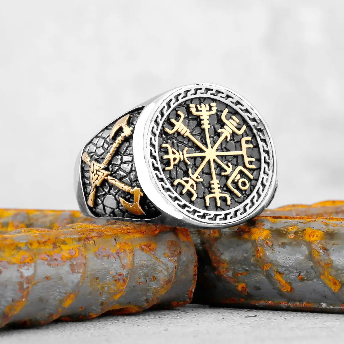 Vintage Stainless Steel Viking Amulet Ring