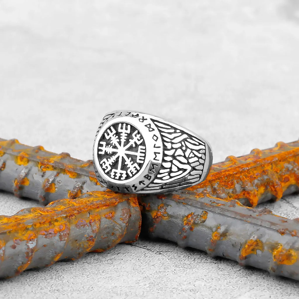Vintage Stainless Steel Viking Amulet Ring
