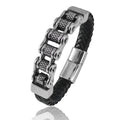 Classic Chain Leather Bracelet Stainless Steel