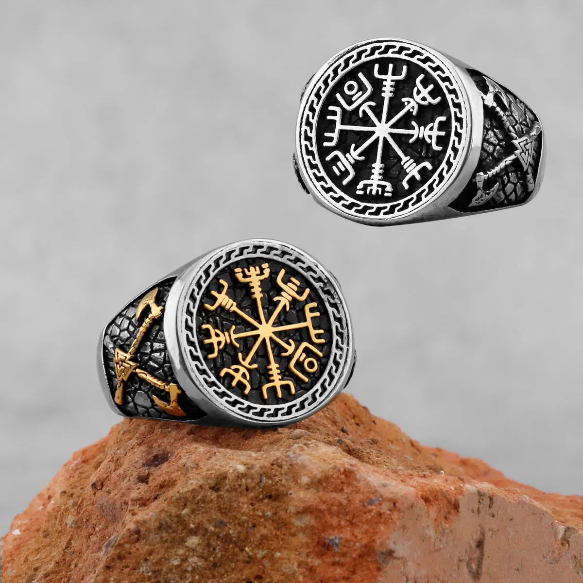 Vintage Stainless Steel Viking Amulet Ring