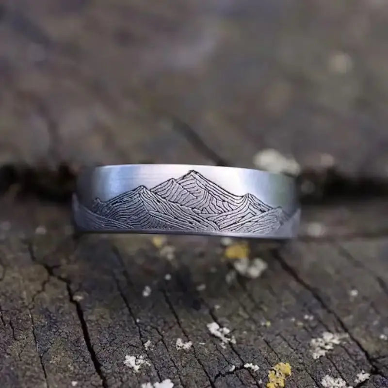 Mountain Print Stainless Steel Ring