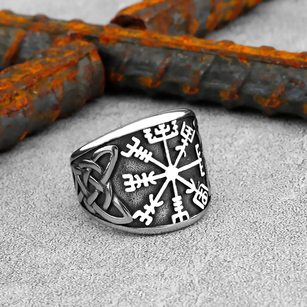 Vintage Stainless Steel Viking Amulet Ring