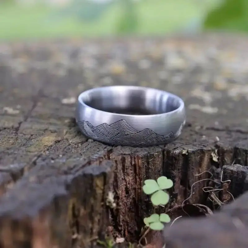 Mountain Print Stainless Steel Ring