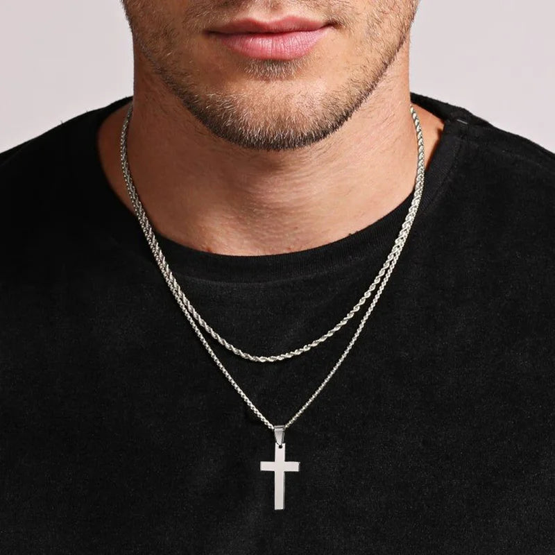 Waterproof Cross Necklaces for Men Stainless Steel