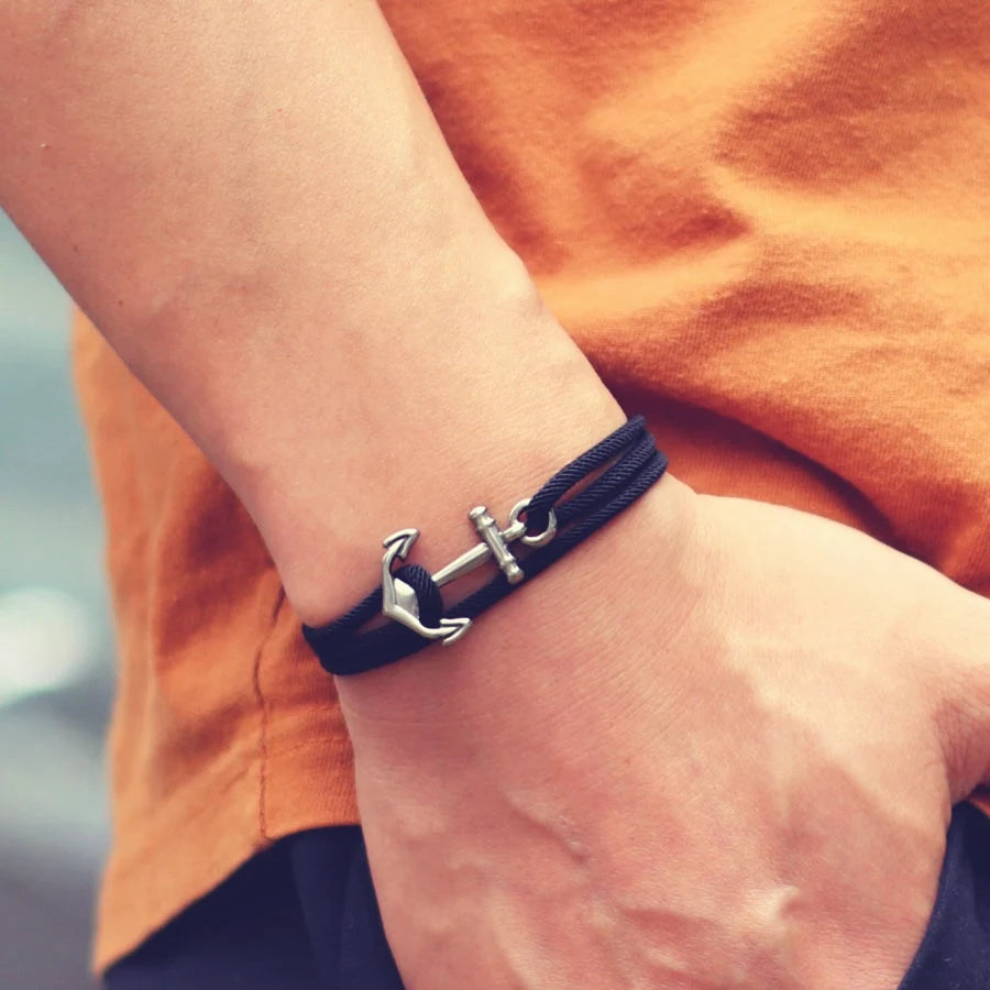 Marine Style Men Anchor Bracelet Adjustable