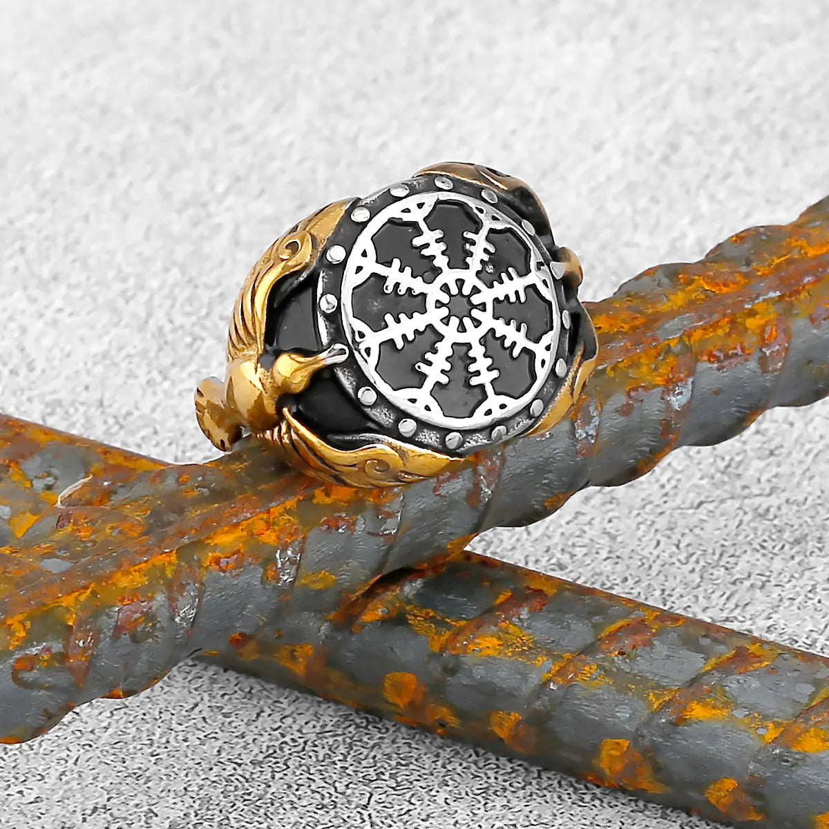 Vintage Stainless Steel Viking Amulet Ring