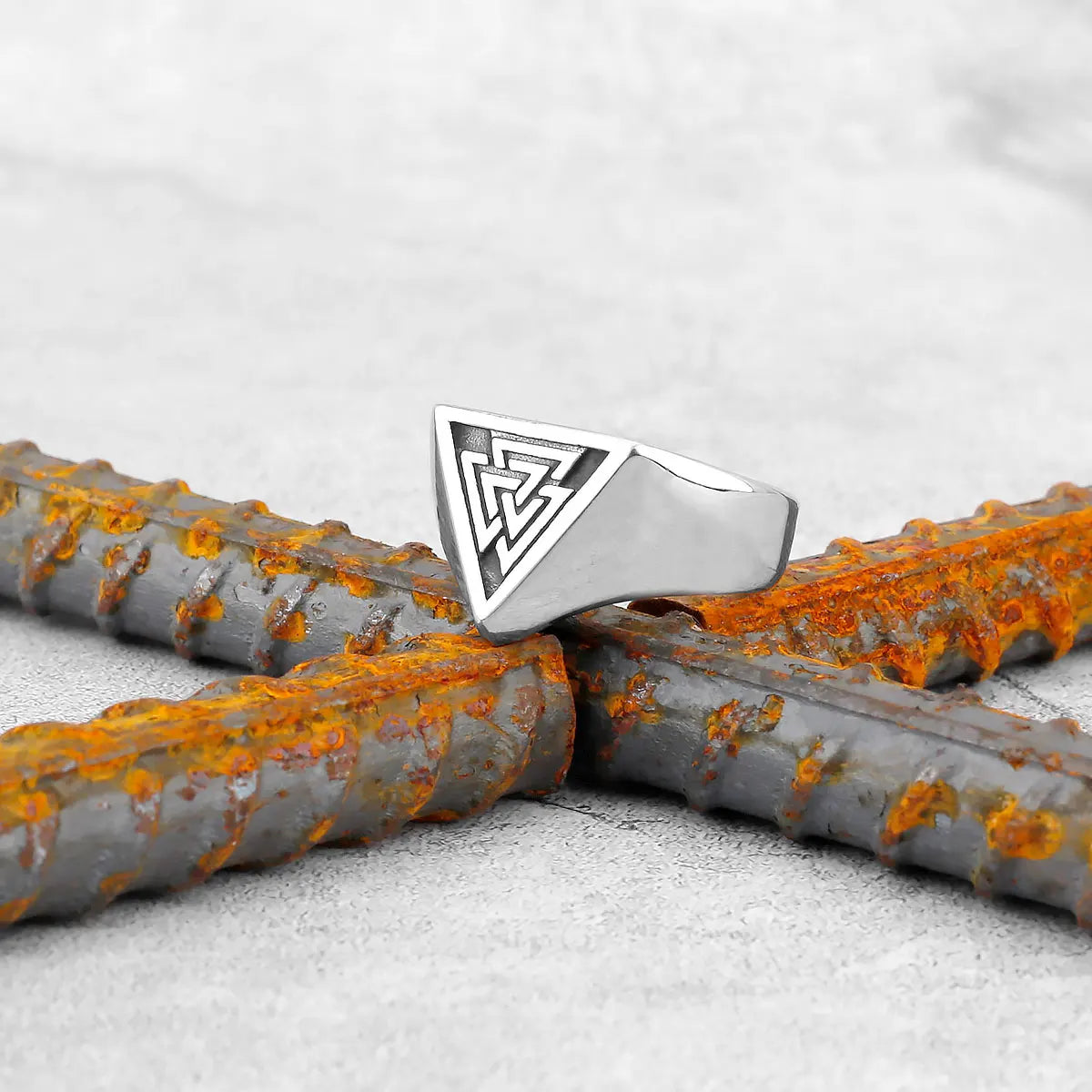 Vintage Stainless Steel Viking Amulet Ring