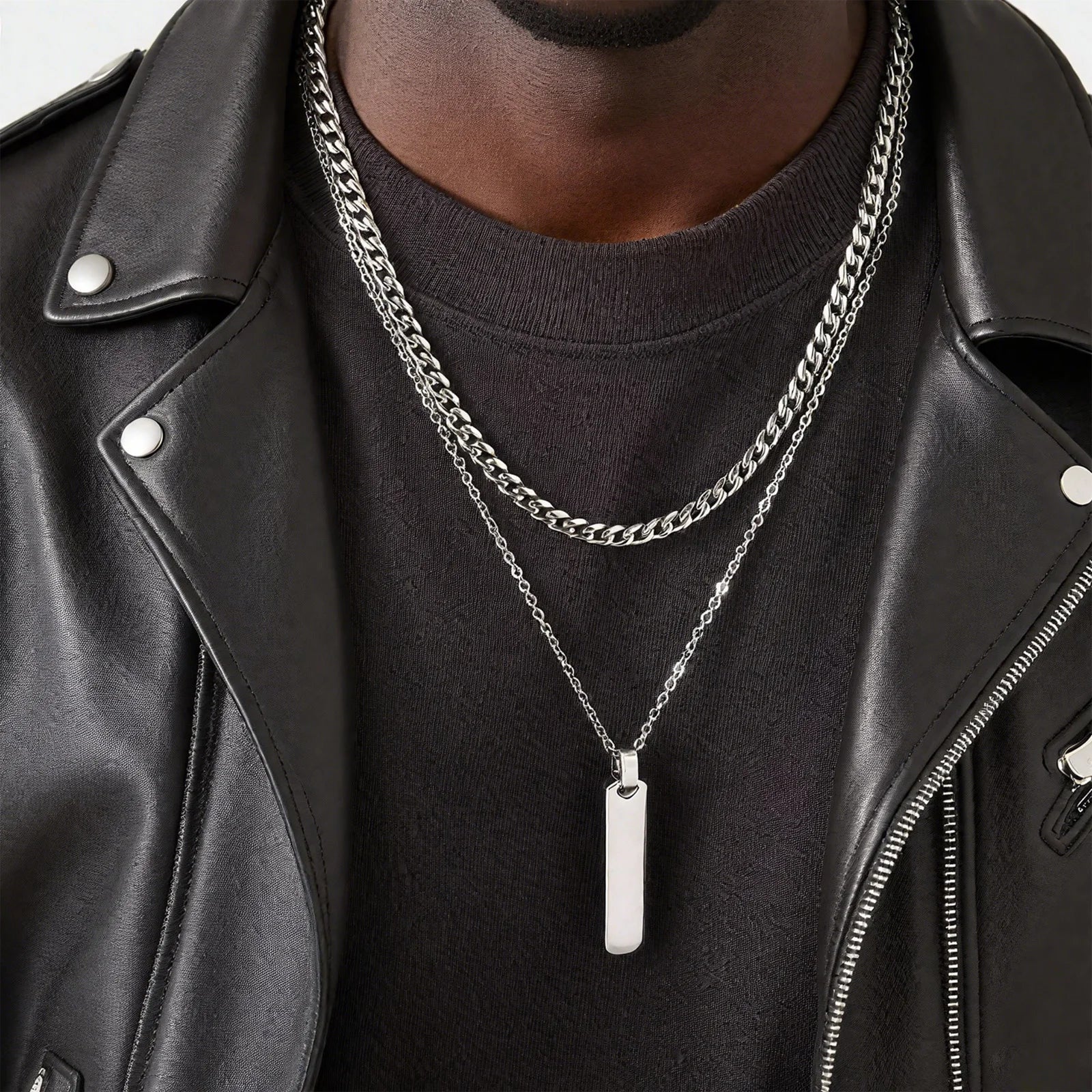 2pcs Vertical Layer Necklaces for Men