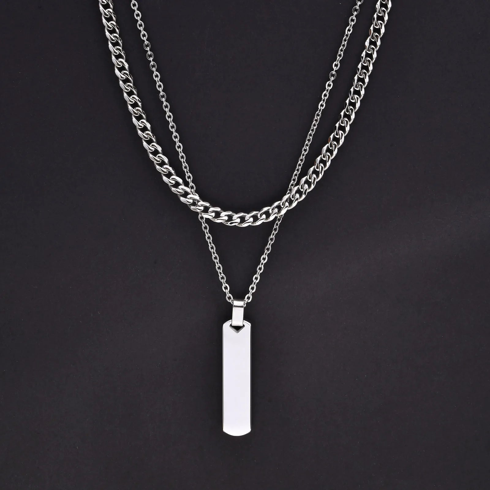 2pcs Vertical Layer Necklaces for Men