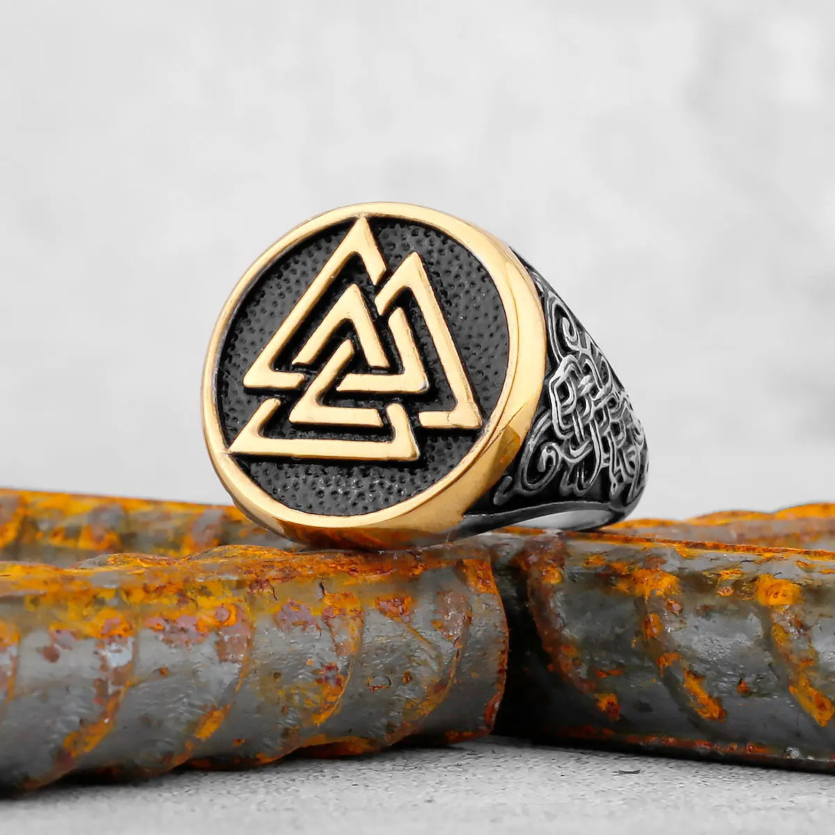 Vintage Stainless Steel Viking Amulet Ring