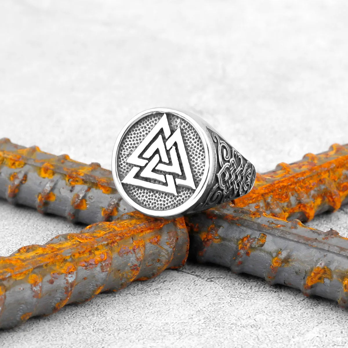 Vintage Stainless Steel Viking Amulet Ring