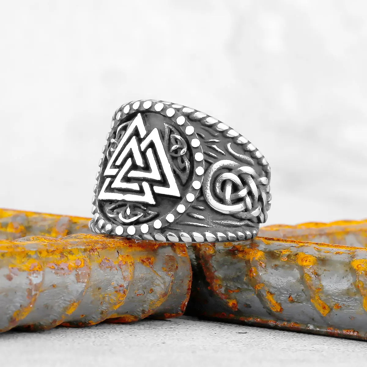 Vintage Stainless Steel Viking Amulet Ring