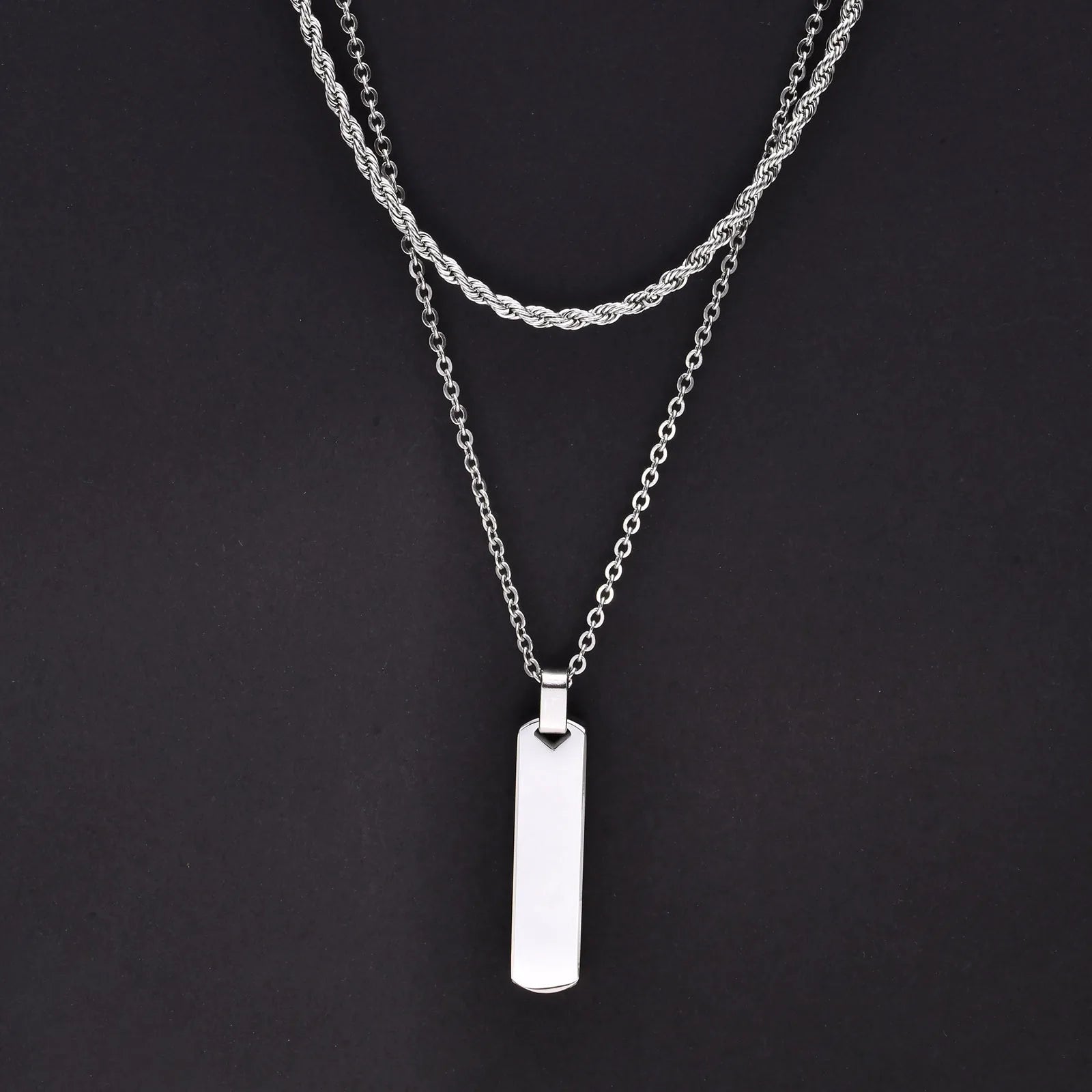 2pcs Vertical Layer Necklaces for Men