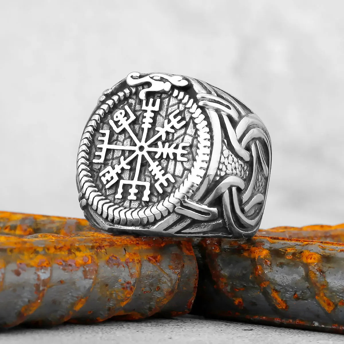 Vintage Stainless Steel Viking Amulet Ring
