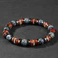 Weathered agate bracelet men natural stone wood