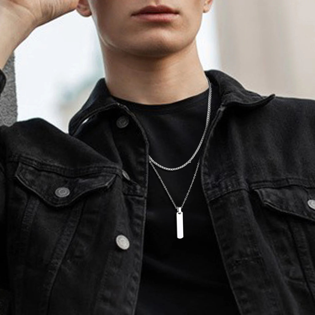 2pcs Vertical Layer Necklaces for Men
