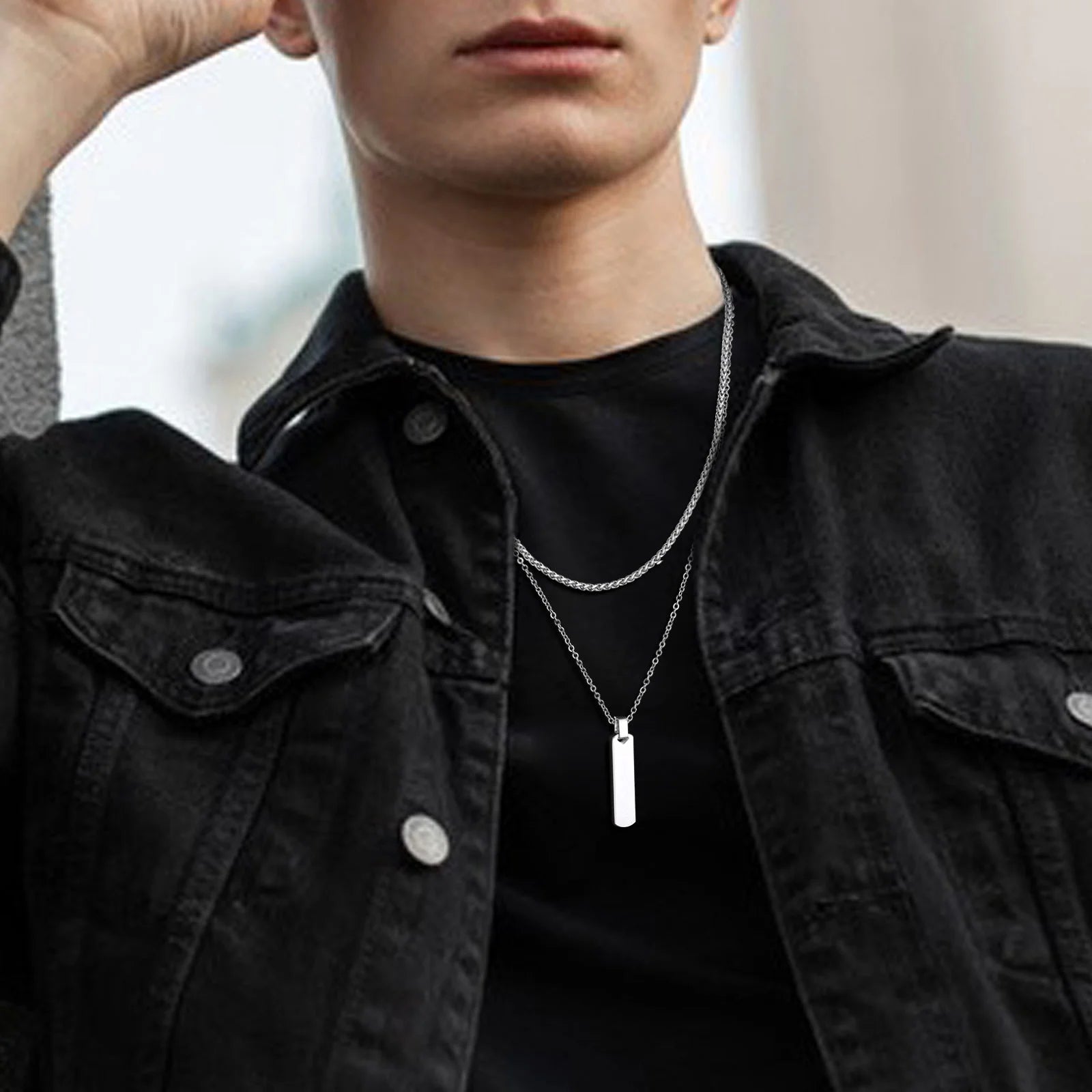2pcs Vertical Layer Necklaces for Men