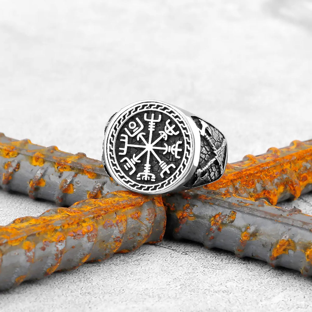 Vintage Stainless Steel Viking Amulet Ring