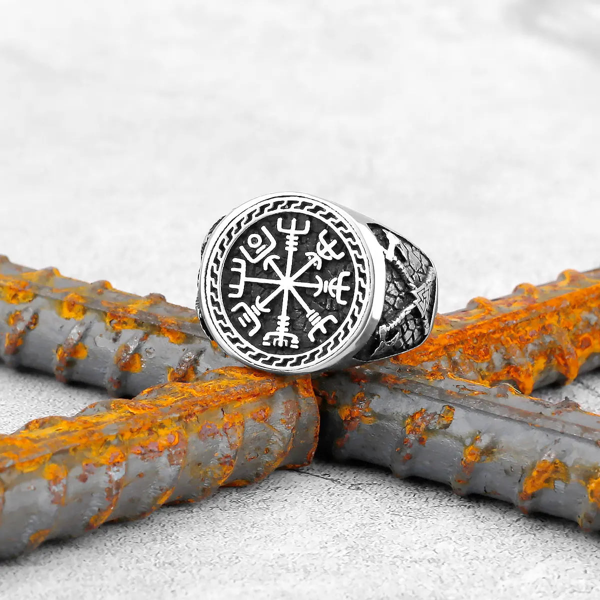 Vintage Stainless Steel Viking Amulet Ring