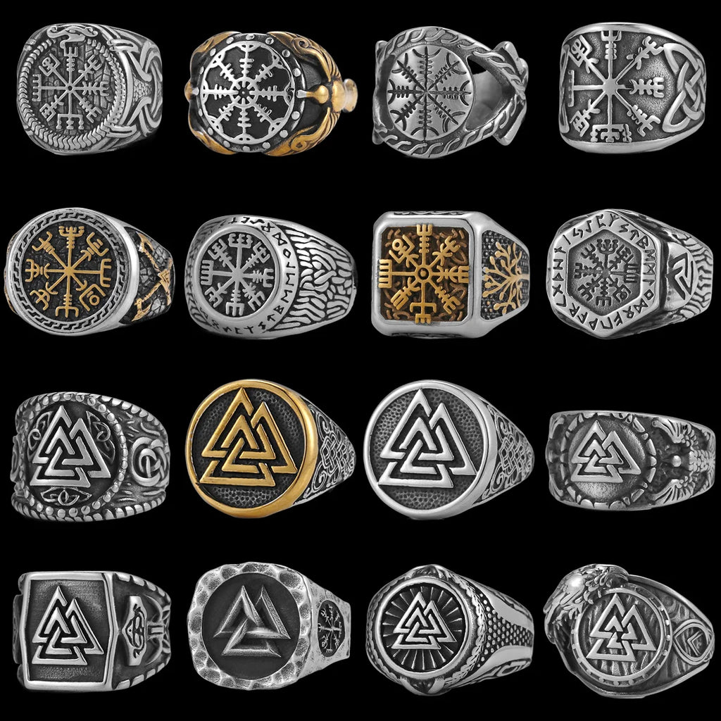 Vintage Stainless Steel Viking Amulet Ring