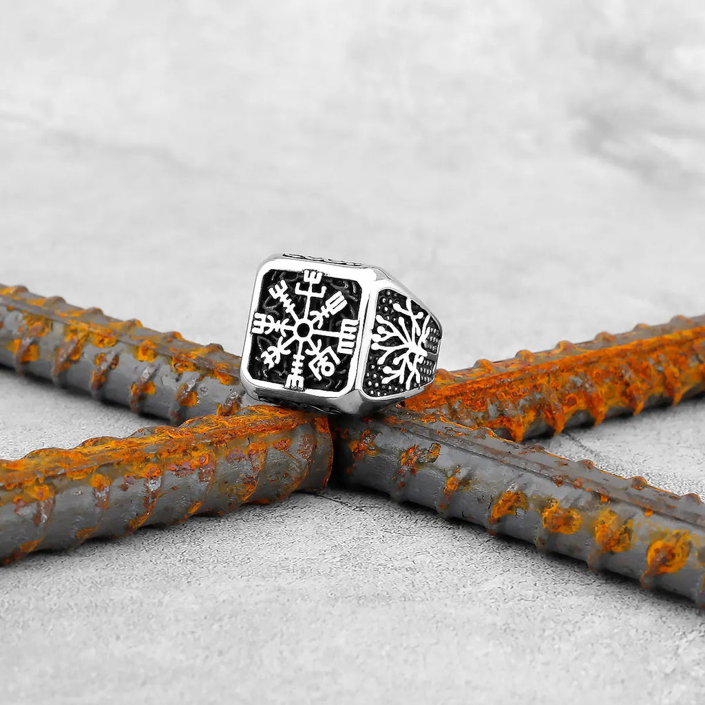 Vintage Stainless Steel Viking Amulet Ring
