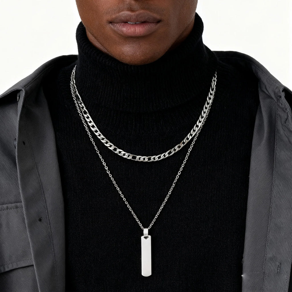2pcs Vertical Layer Necklaces for Men
