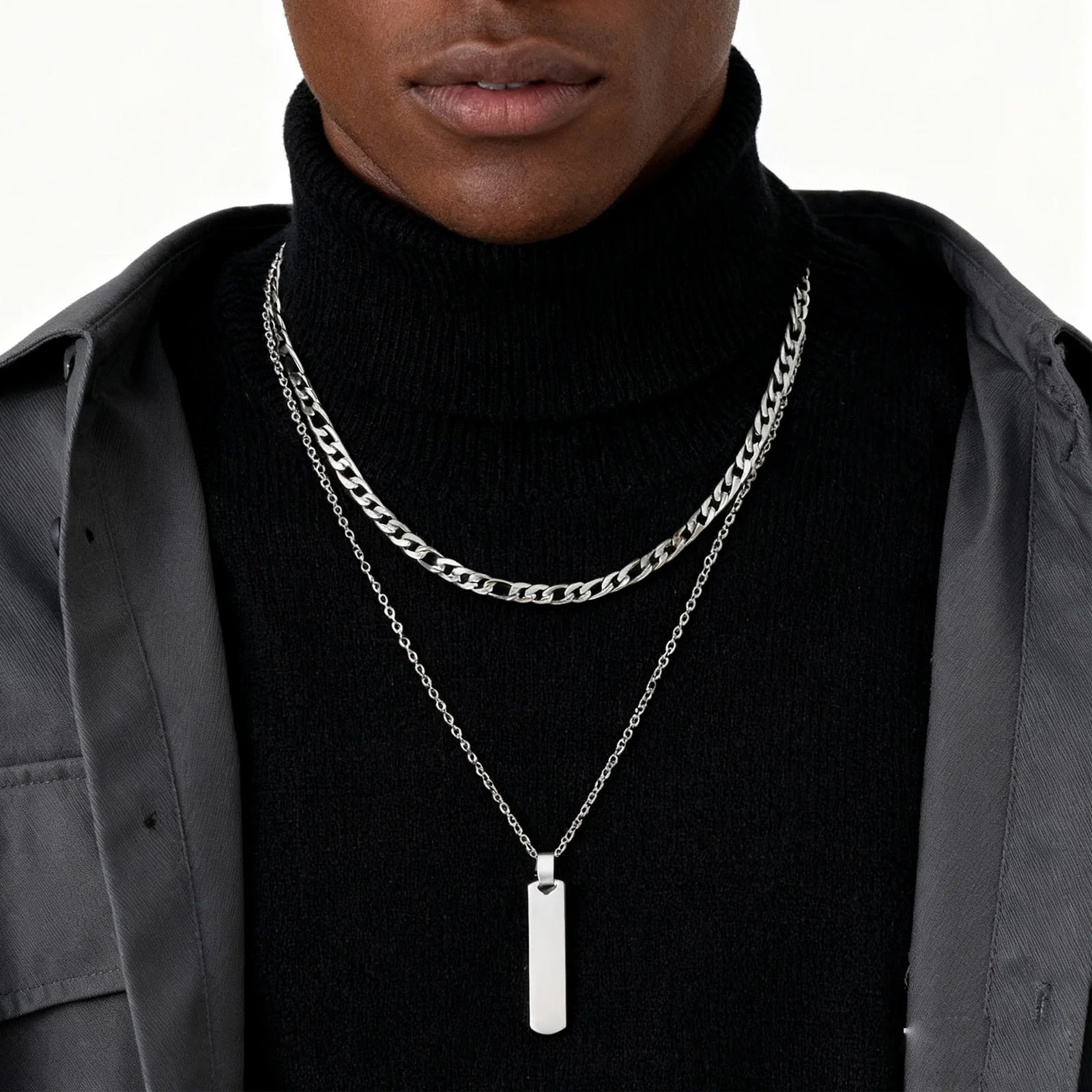2pcs Vertical Layer Necklaces for Men