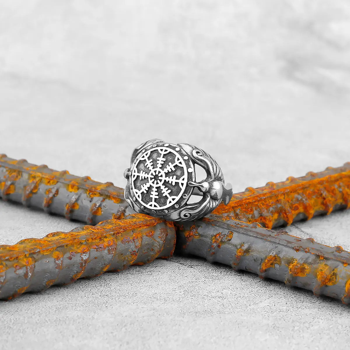 Vintage Stainless Steel Viking Amulet Ring
