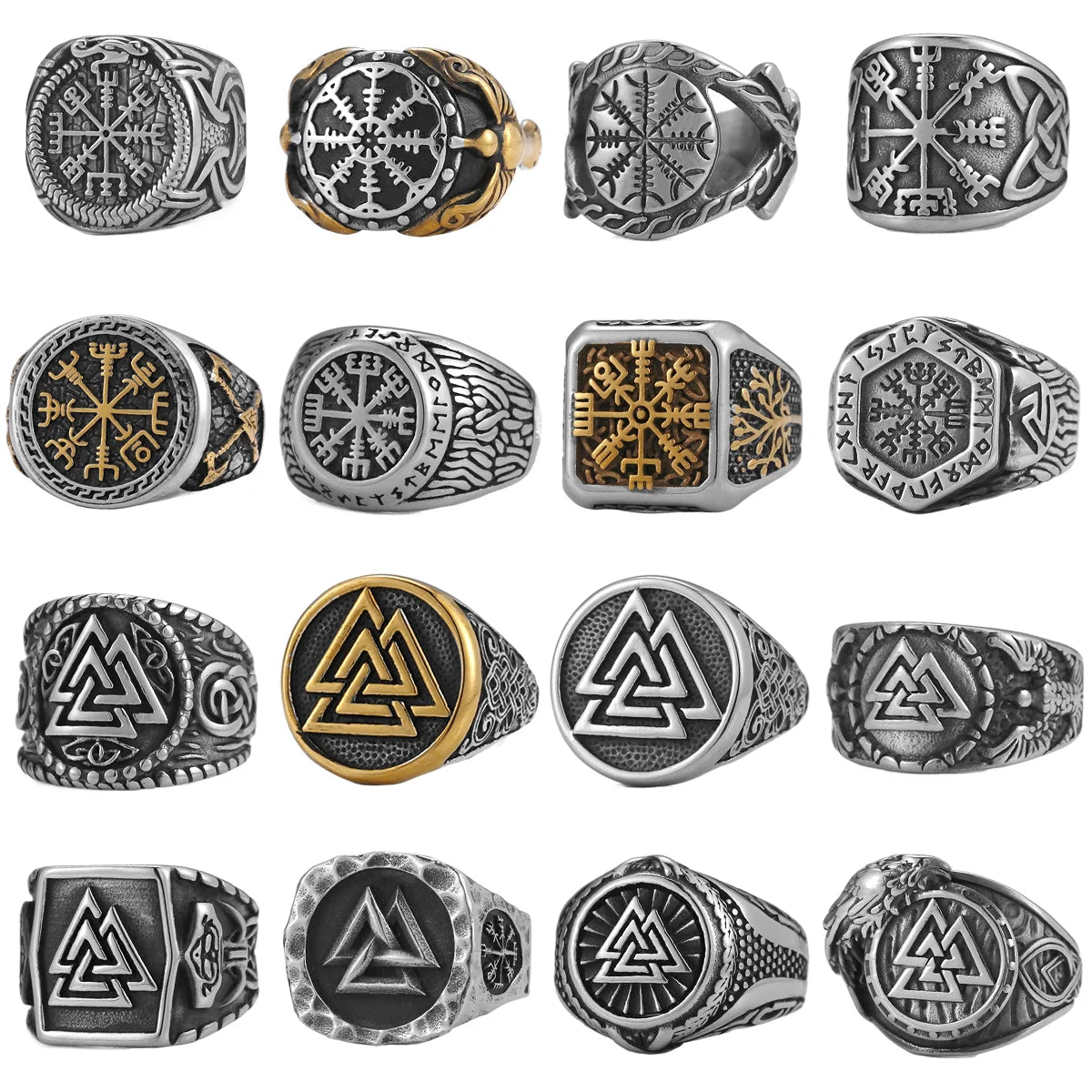 Vintage Stainless Steel Viking Amulet Ring